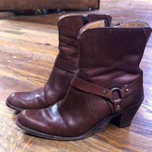 Frye harness booties with a little heel